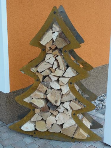 Kaminholzregal Weihnachtsbaum / Tannenbaum Edelrost